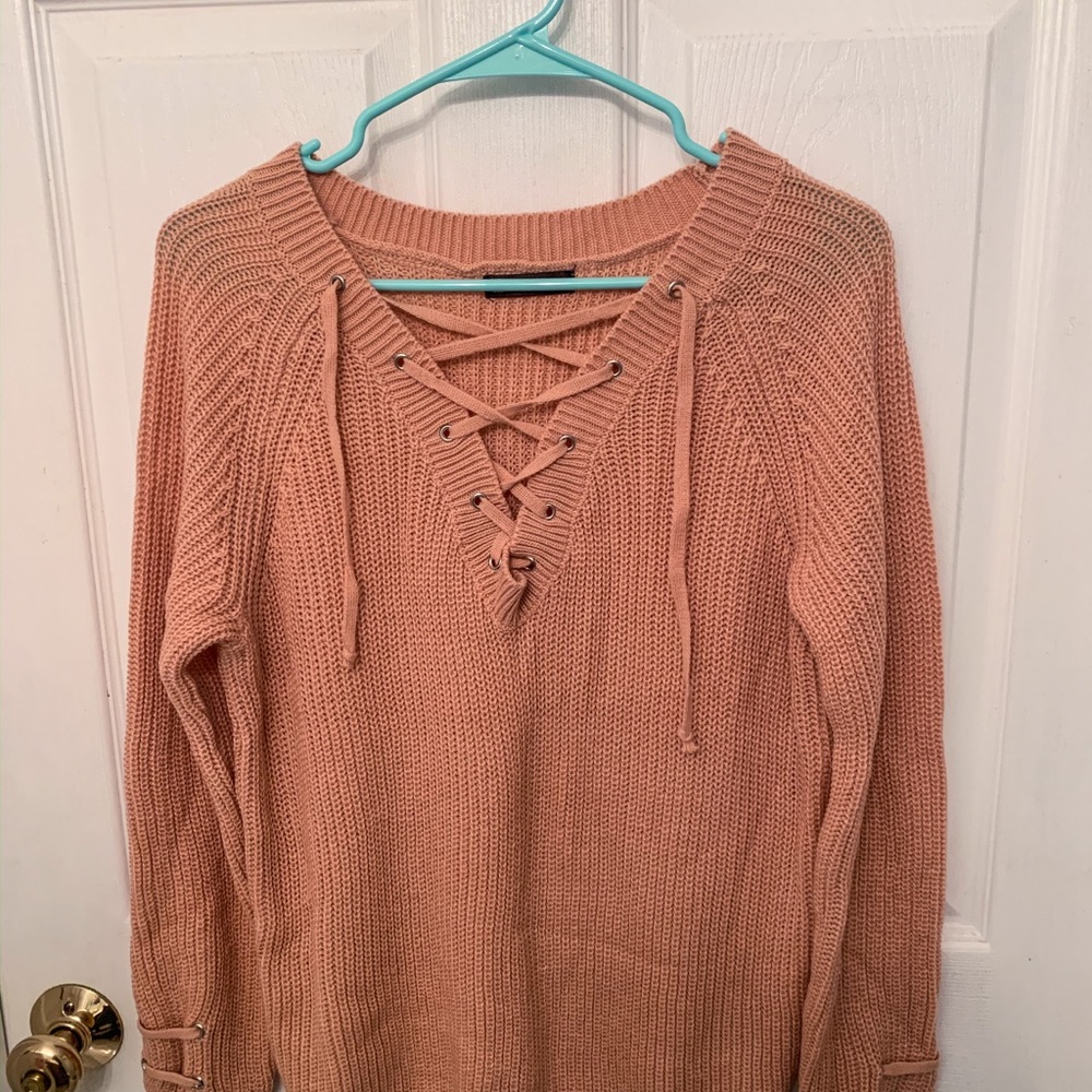 Lace Up Sweater from SHEIN